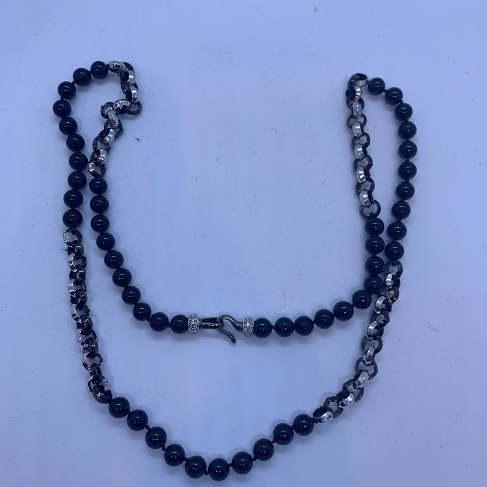Fifth Avenue black pearl and silver necklace - Picture 3 of 5